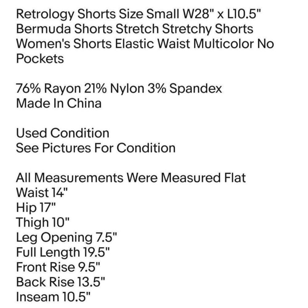 Retrology Shorts Size Small W28" x L10.5" Bermuda Shorts Stretch Stretchy Shorts - Picture 2 of 5